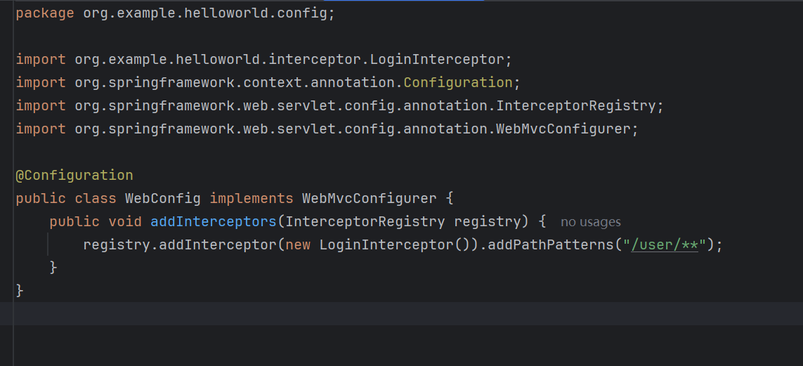 对拦截器进行注册并指定作用域 对拦截器进行注册并指定作用域